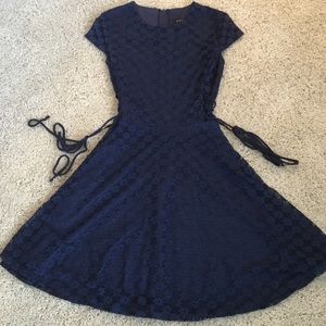 Navy blue lace pattern dress